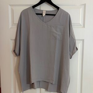 Elegant Gray V-Neck Blouse
